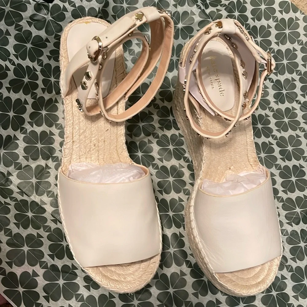 NIB Kate Spade Sandals Frenchy Leather Espadrille